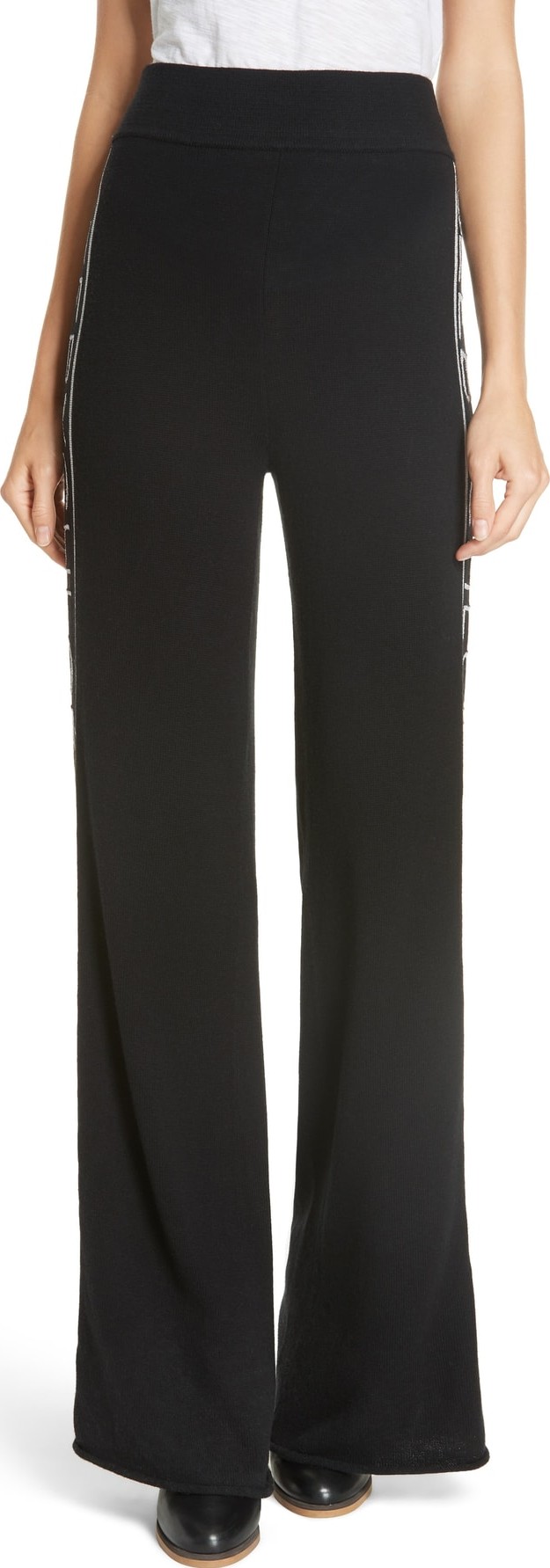See By Chloé Metallic Knit Wool Blend Trousers