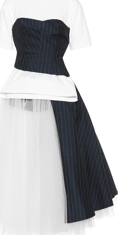 Junya Watanabe Cotton and tulle midi dress