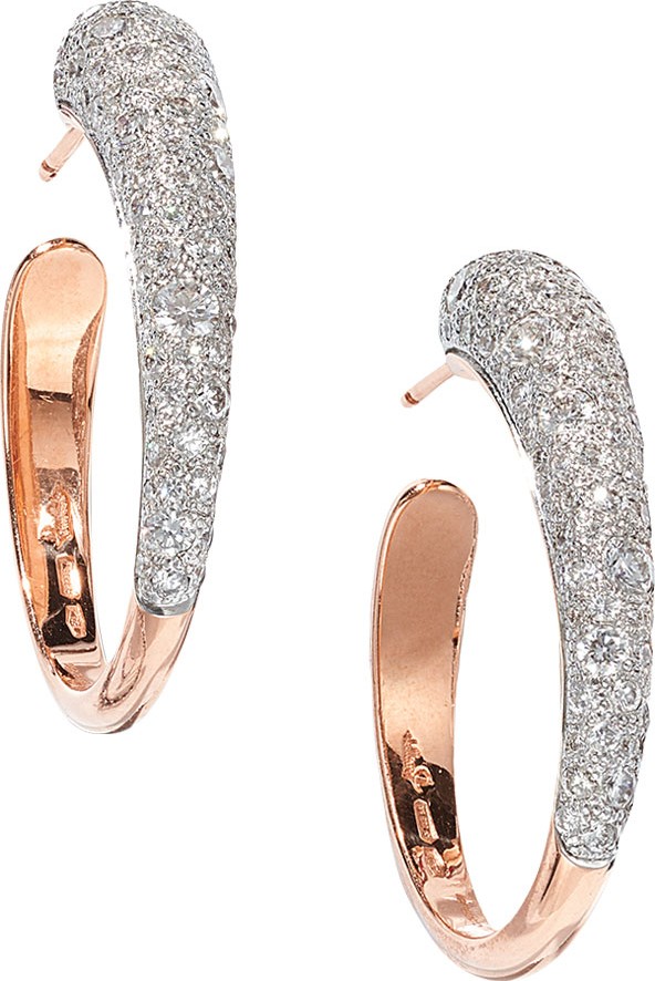 Pomellato Tango 18K Gold Hoop Earrings with Diamonds