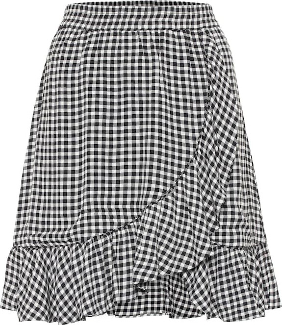 Ganni Gingham crêpe miniskirt