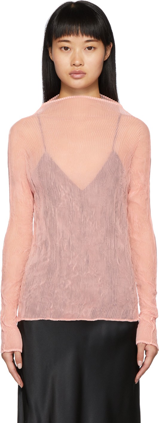 Issey Miyake Pink Chiffon Twist Top