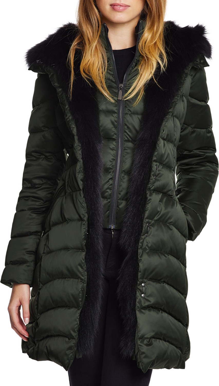 Dawn Levy Jet Setter Fox-Fur Trim Fitted Puffer Jacket