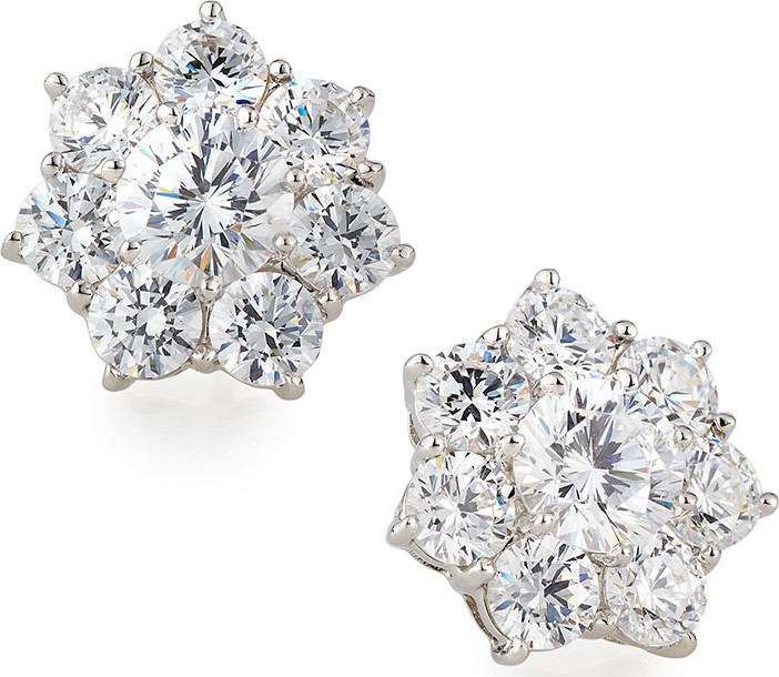 Fantasia by DeSerio Flower CZ Crystal Stud Earrings