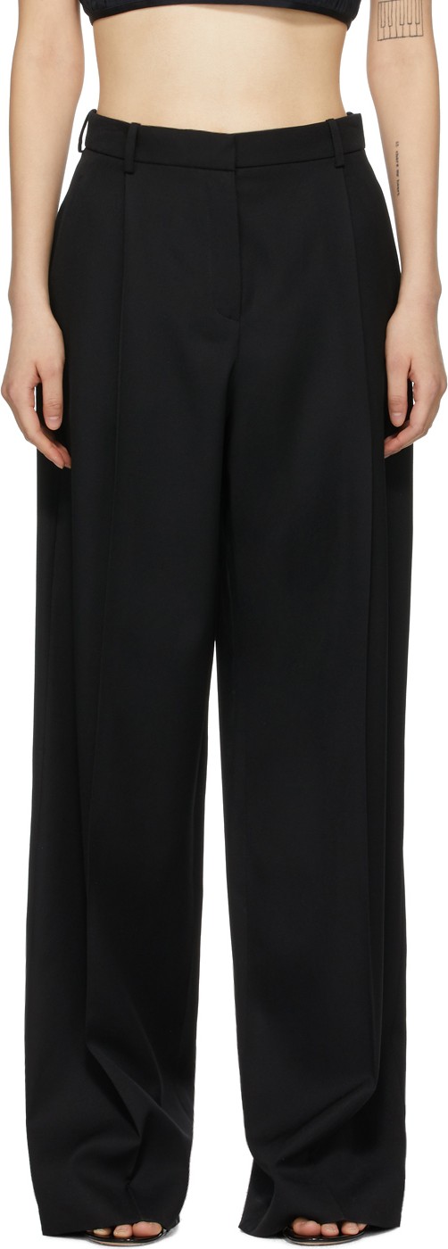 Nina Ricci Black Wool Baggy Straight-Leg Trousers