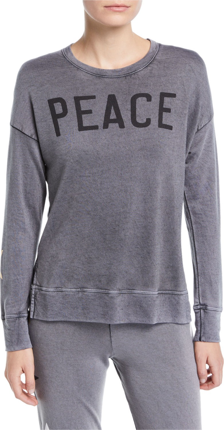 SUNDRY Peace High-Low Crewneck Pullover