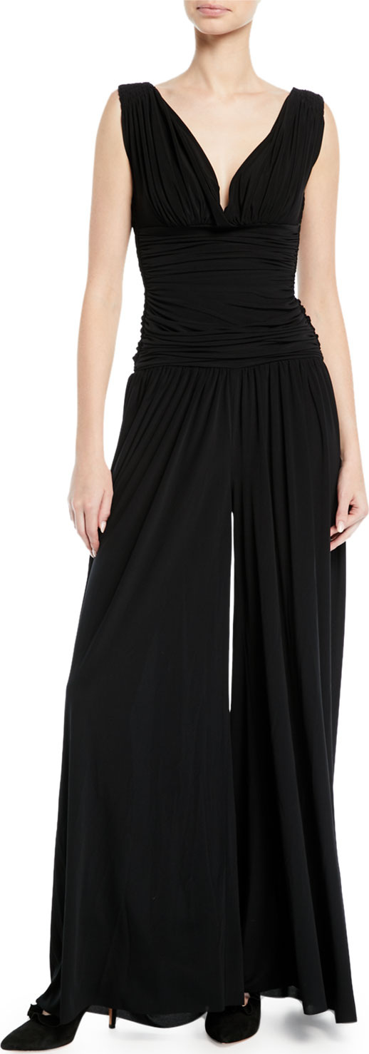 Norma Kamali Tara Shirred Palazzo Jumpsuit