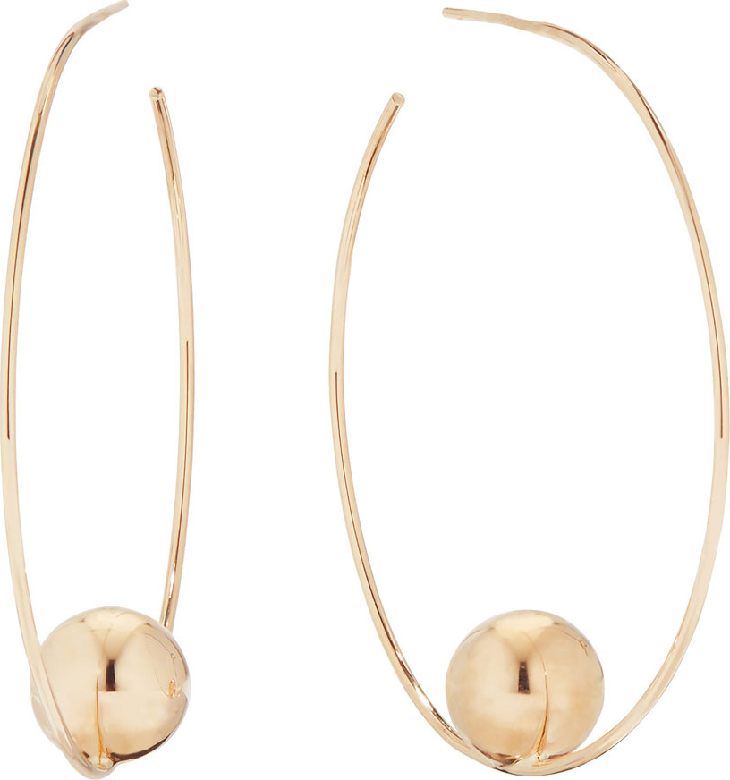 Lana 14k Gold Bead Hoop Earrings, 45mm