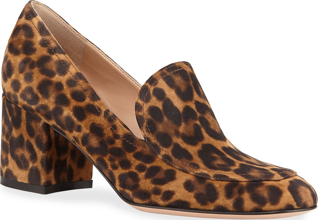 Gianvito Rossi Leopard Suede Loafer Pumps
