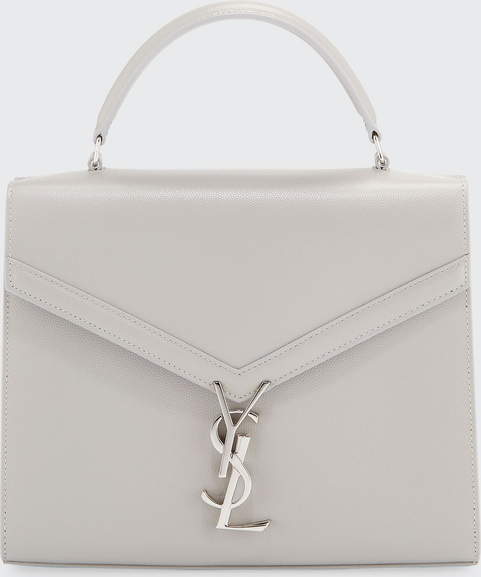 Saint Laurent Cassandra Medium Grain de Poudre Tech Top-Handle Shoulder Bag
