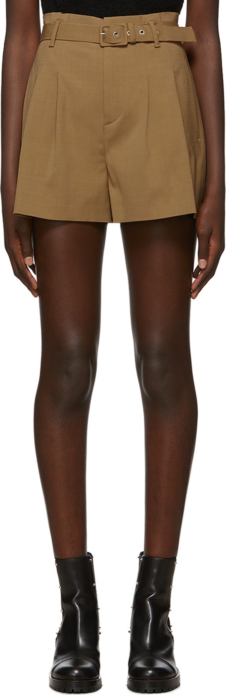 RED Valentino Tan Belted Shorts