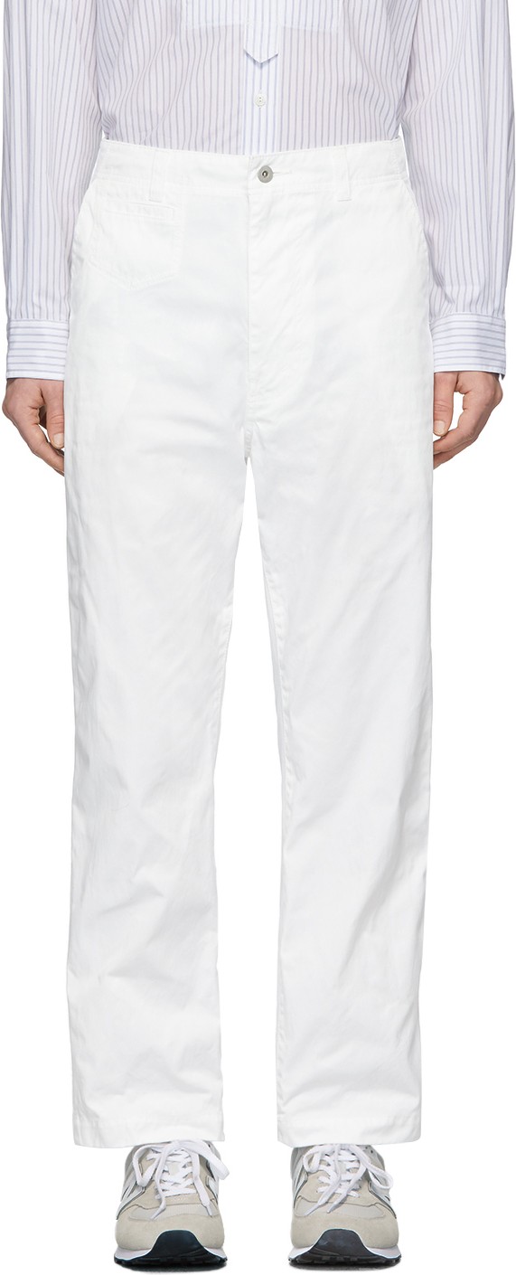Junya Watanabe White Garment-Dyed Chinos