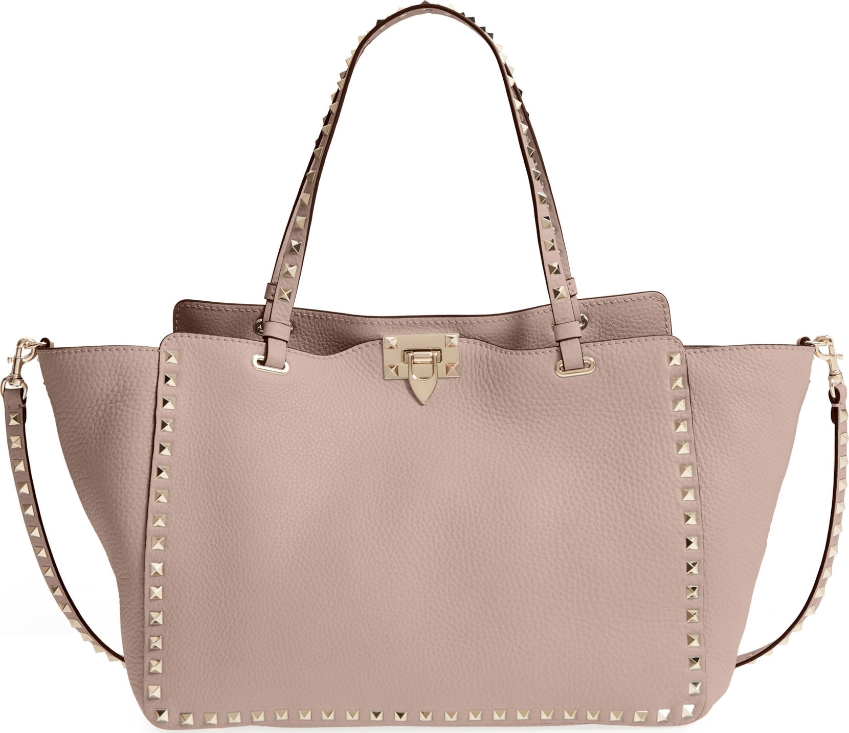Valentino Medium Rockstud Leather Double Handle Tote