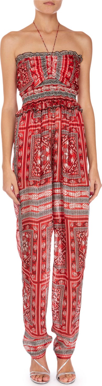 Isabel Marant Errol Summer Night Print Smocked Jumpsuit