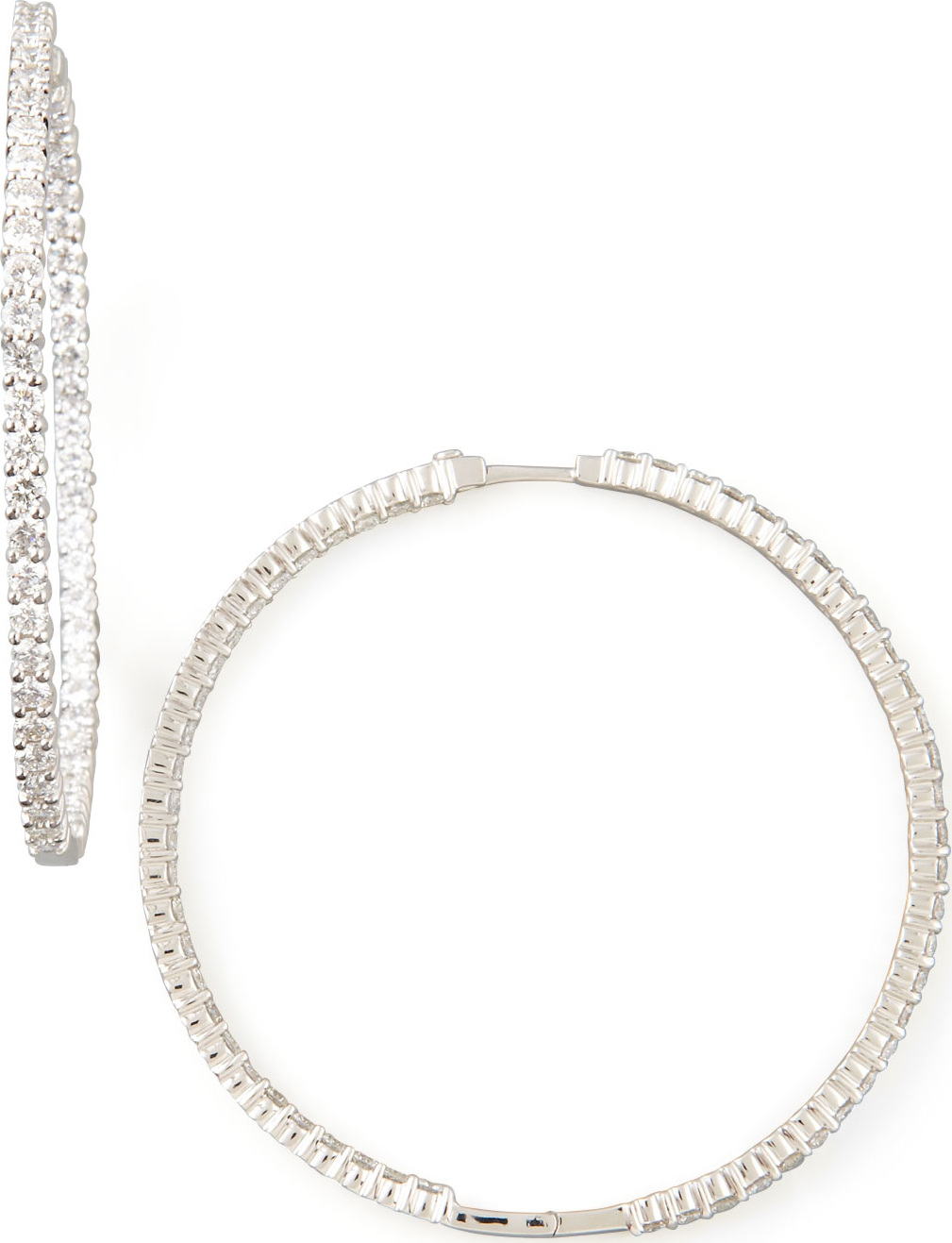 Roberto Coin 59mm White Gold Diamond Hoop Earrings, 7.55ct