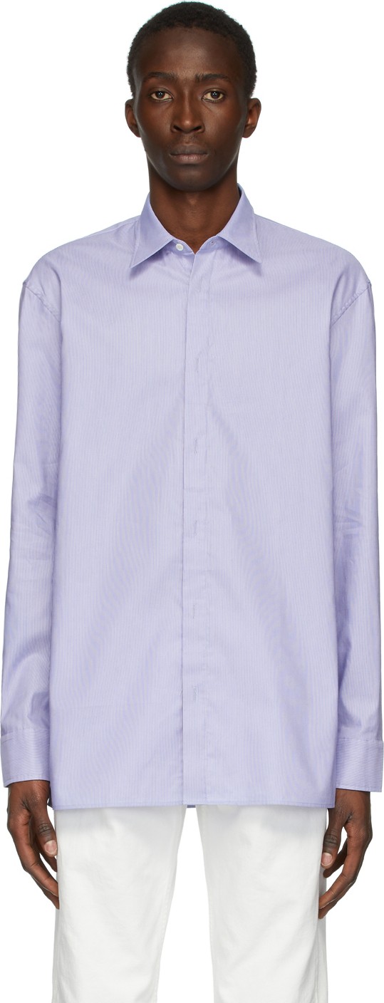 Maison Margiela White & Blue Micro Stripe Shirt Maison Margiela White & Blue Micro Stripe Shirt