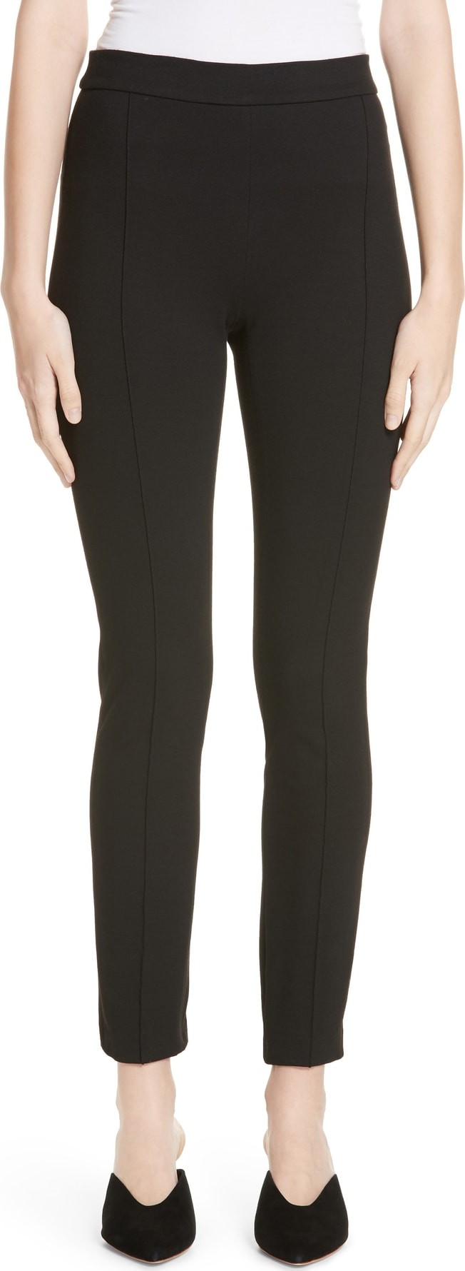Rosetta Getty Pintucked Pull-On Skinny Jersey Pants