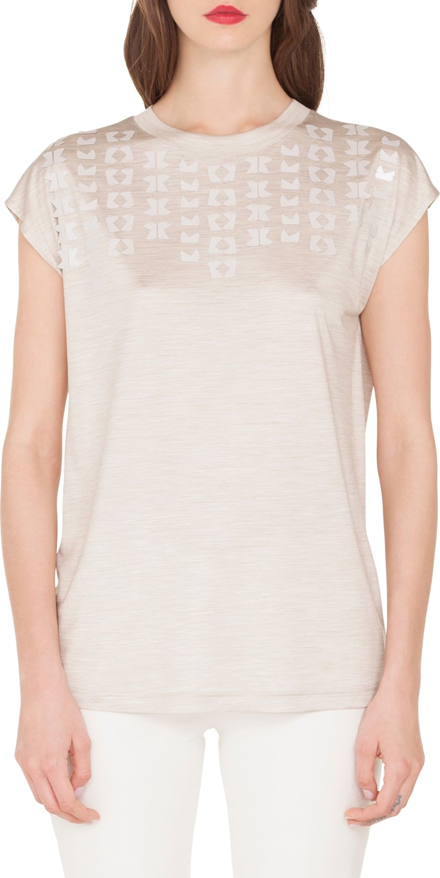 Akris Embellished Silk Jersey Tee