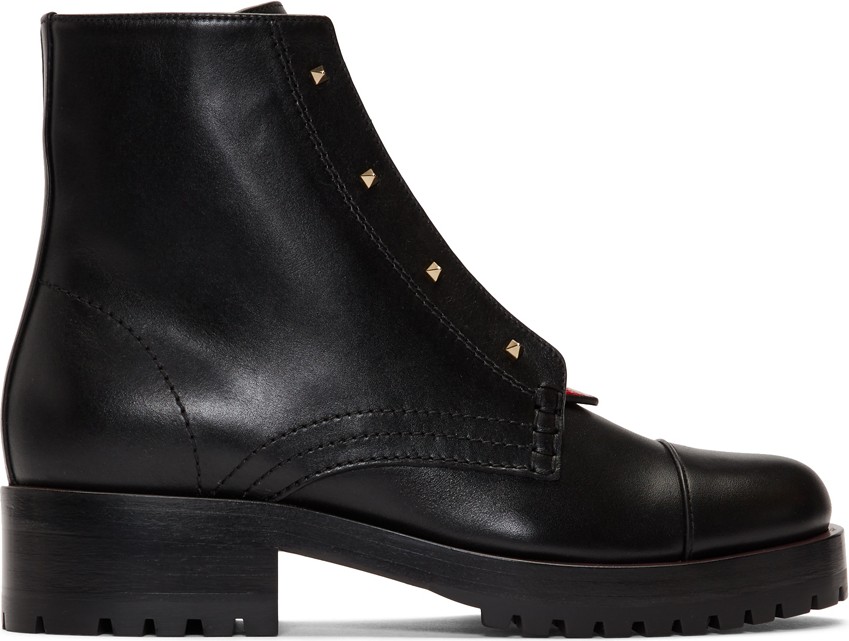 Valentino Black & Red Valentino Garavani Karung Combat Boots
