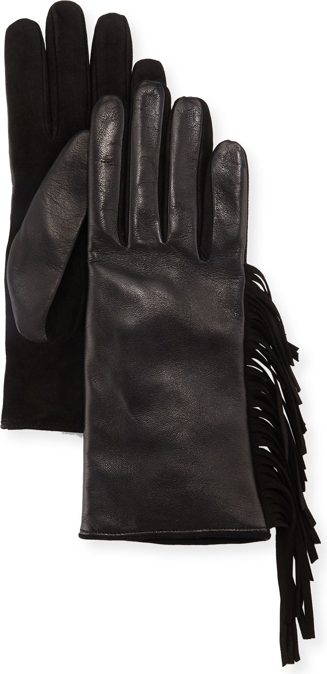 Guanti Giglio Fiorentino Leather & Suede Fringe Gloves