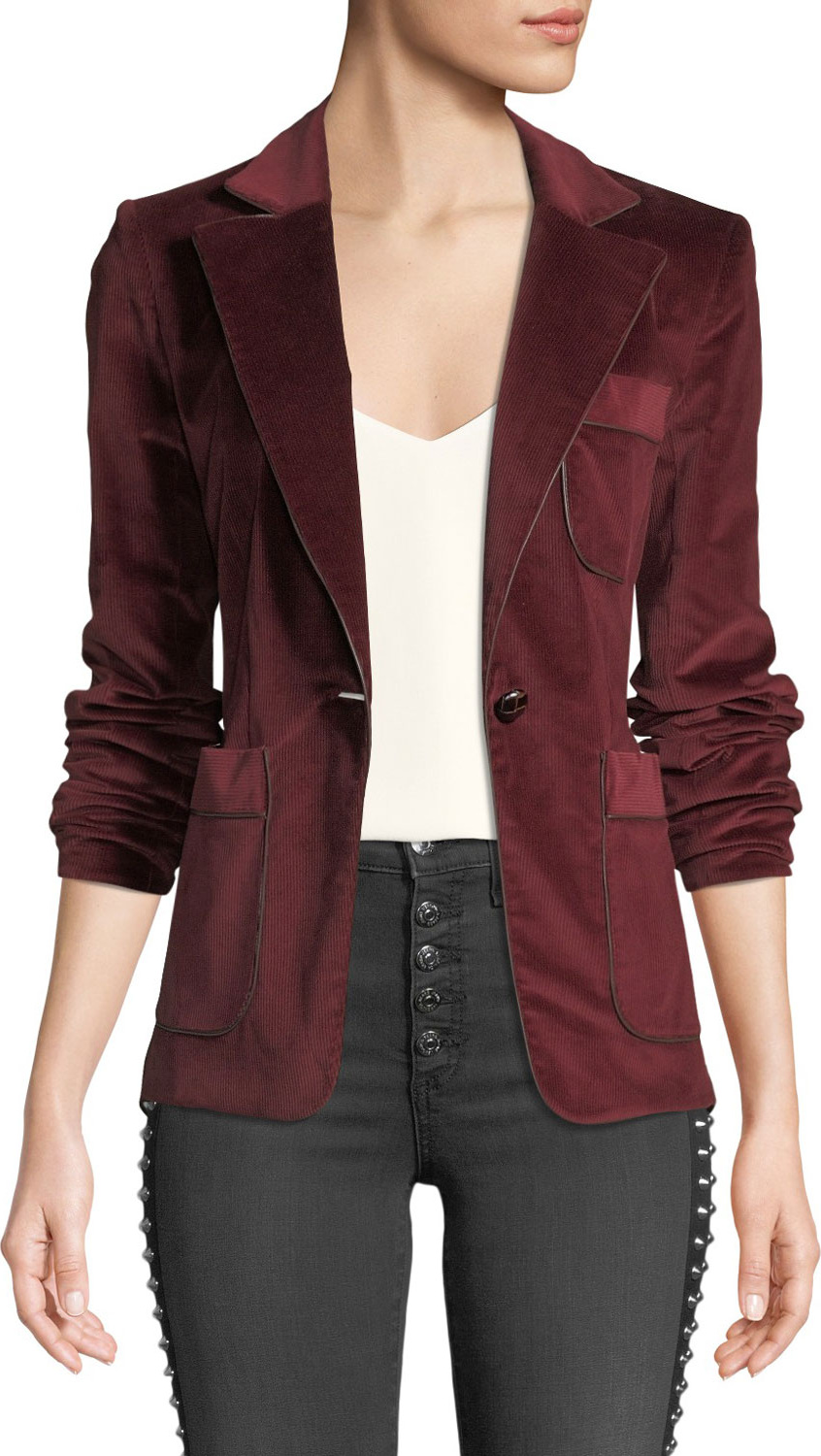 Veronica Beard Rosalie One-Button Corduroy Blazer