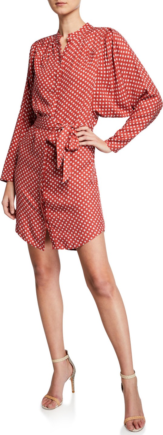 Joie Myune Dot-Print Batwing-Sleeve Shirt Dress