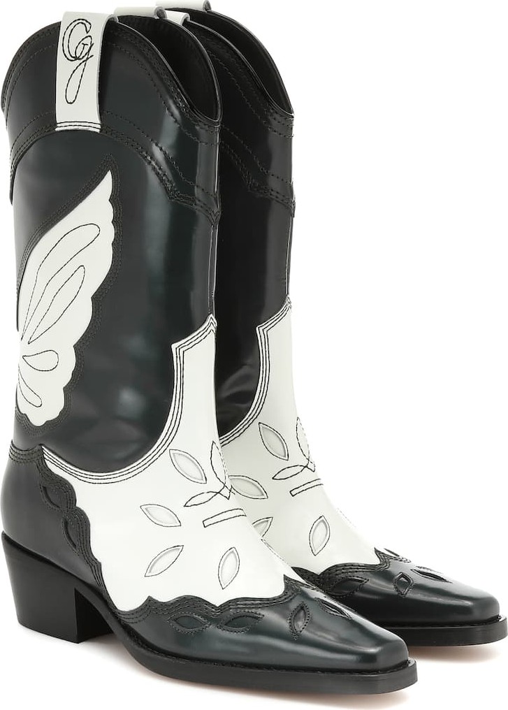Ganni High Texas leather cowboy boots