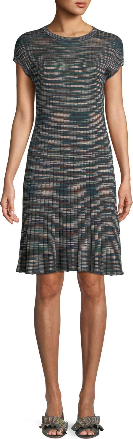 M Missoni Ribbed Space-Dyed Cap-Sleeve Dress
