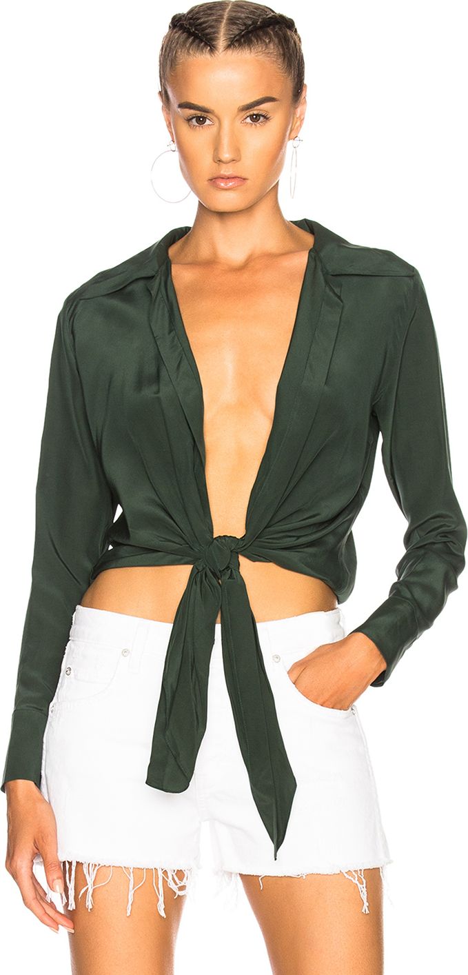 Adriana Degreas Solid Crop Tie Top