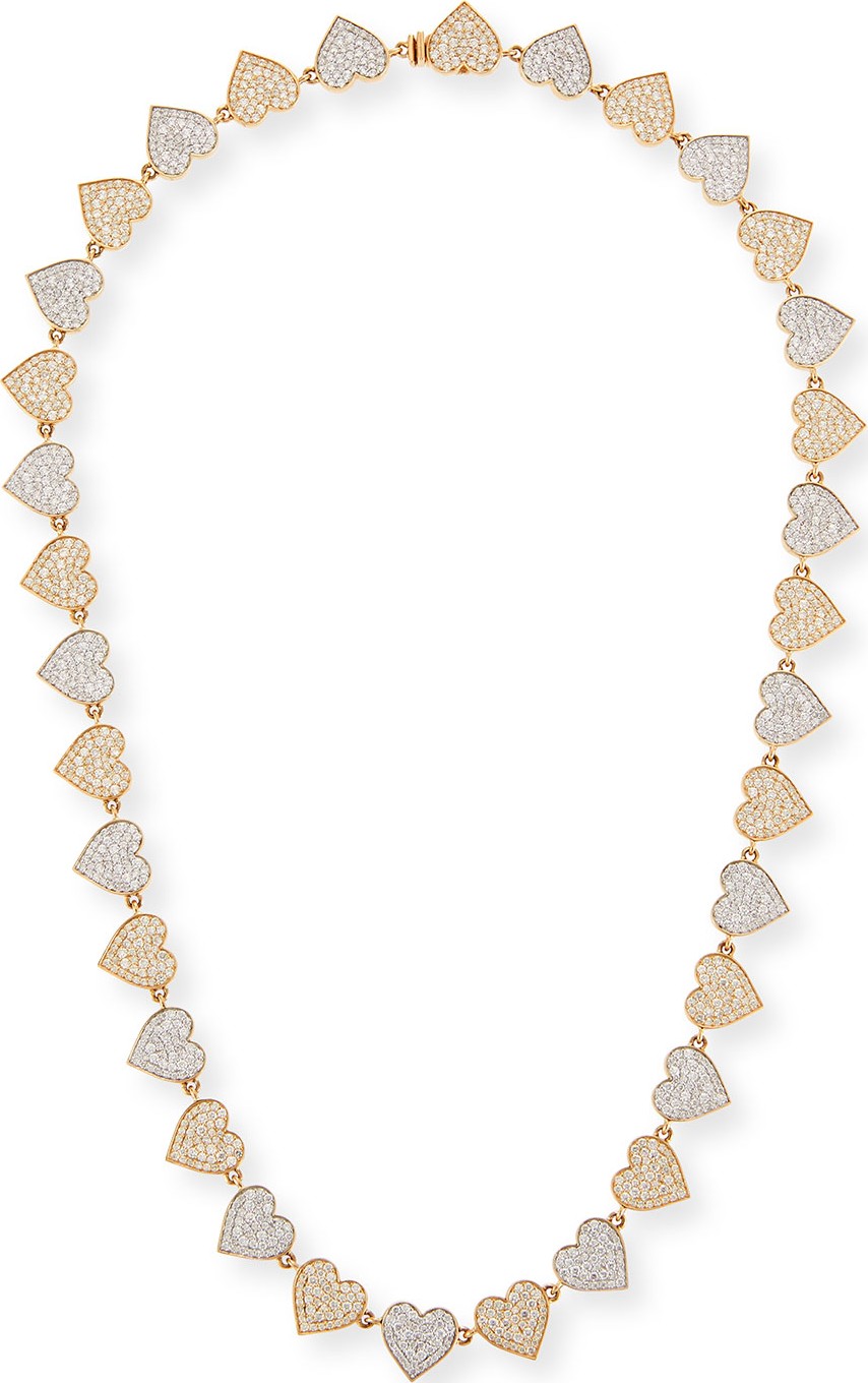 Sydney Evan Two-Tone 14k Gold Diamond Heart Eternity Necklace