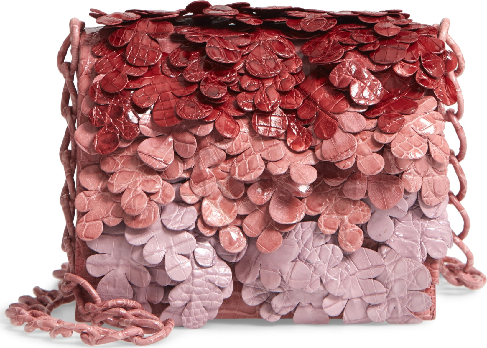 Nancy Gonzalez Gio Floral Embellished Genuine Crocodile Crossbody Bag