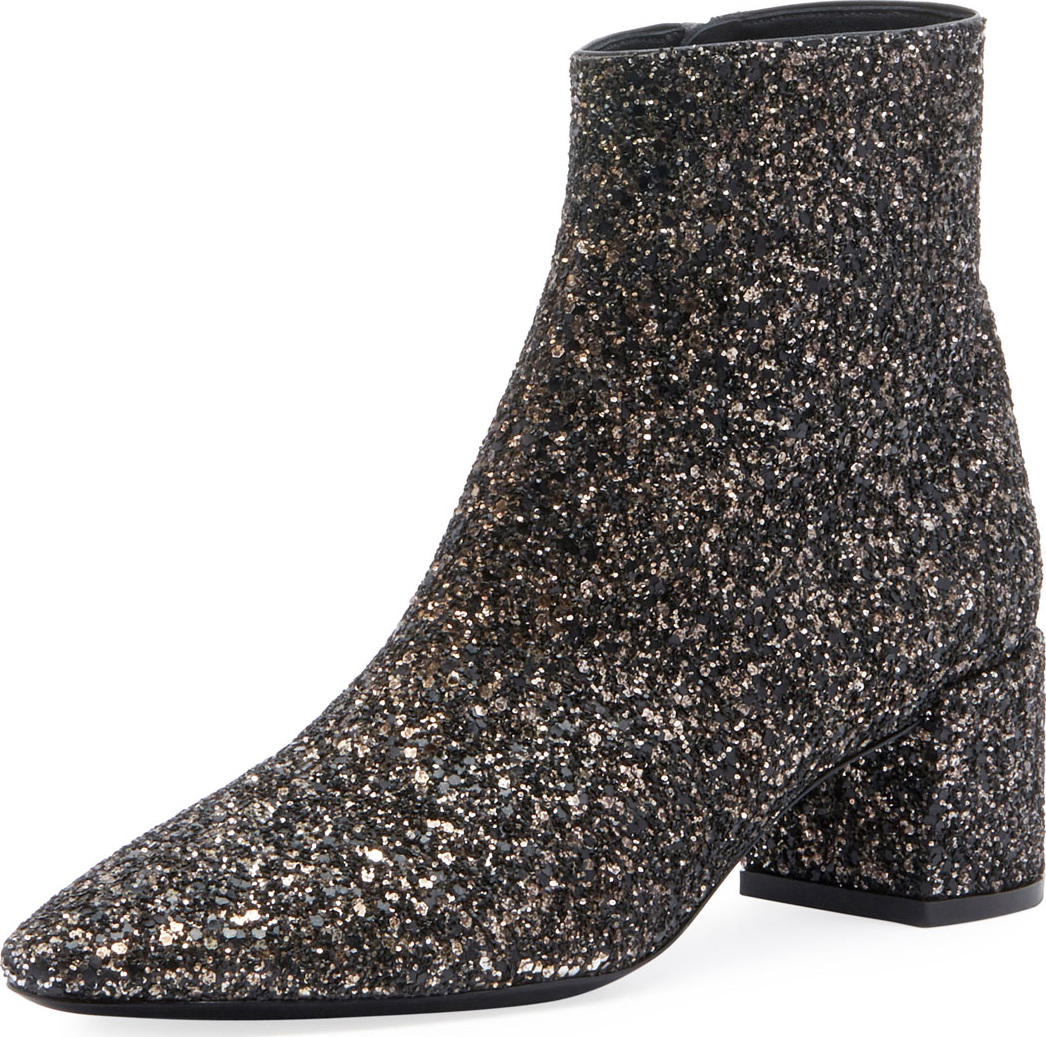 Saint Laurent LouLou Washed Glitter Bootie
