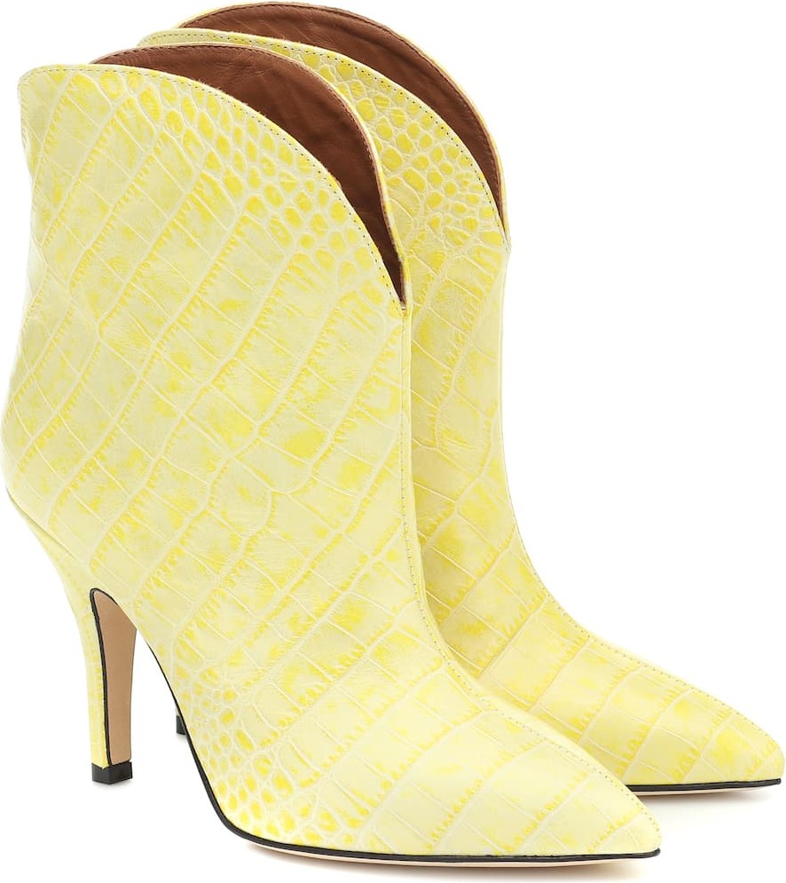 Paris Texas Croc-effect leather ankle boots