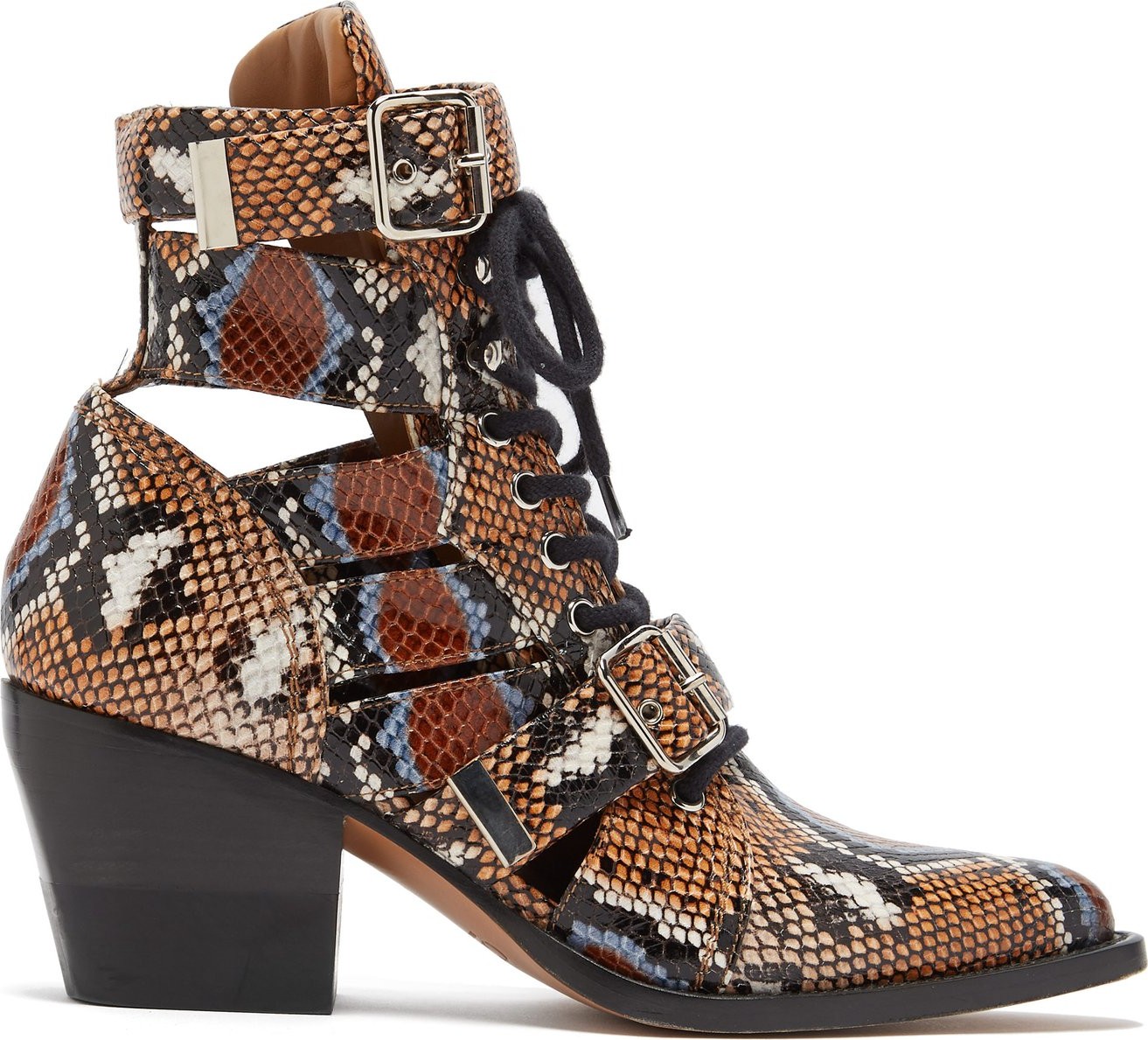 Chloe Rylee python-print leather ankle boots