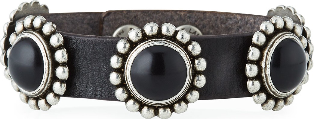 Saint Laurent Multi-Cabochon Leather Bracelet