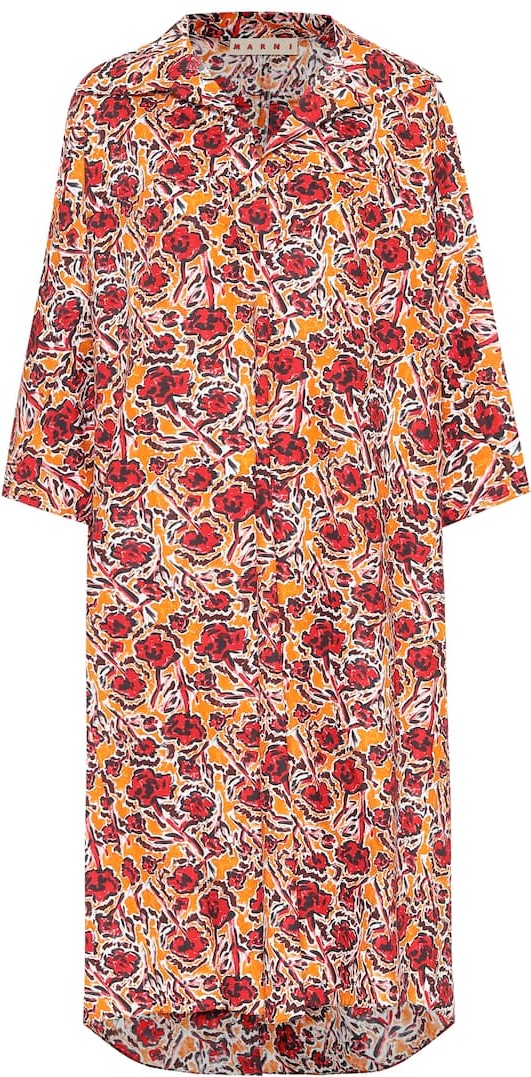 Marni Floral cotton shirt dress
