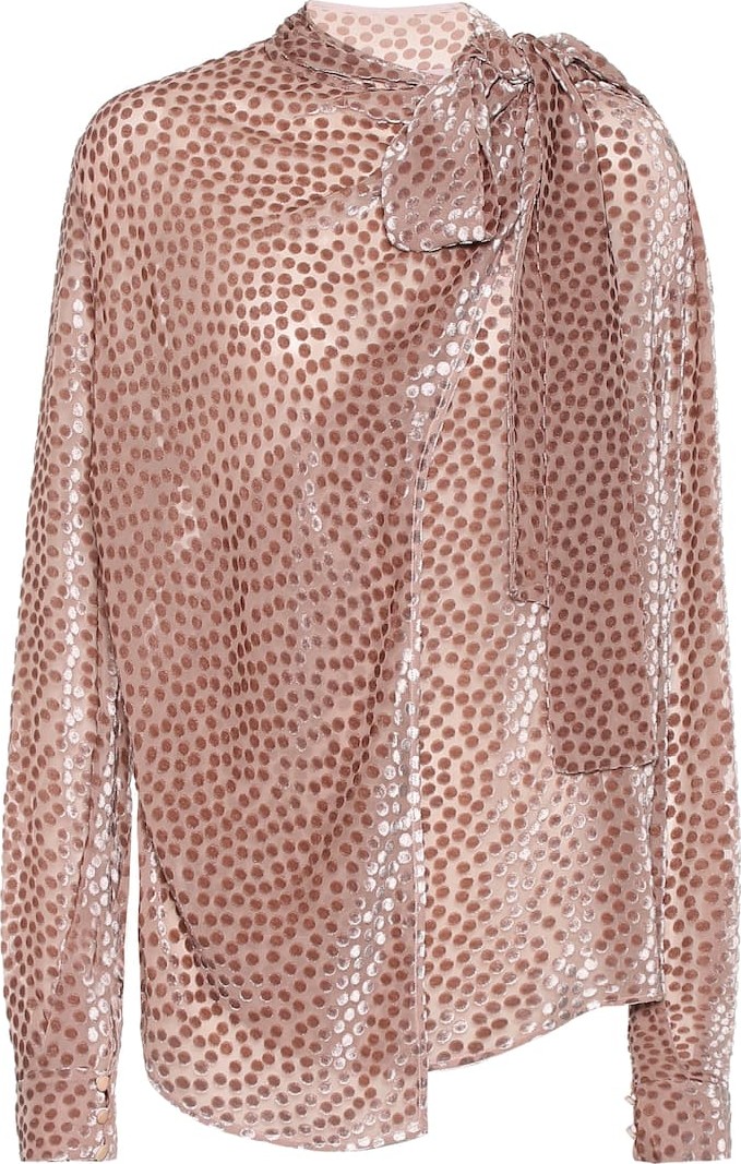 Petar Petrov Baxley flocked velvet silk-blend blouse