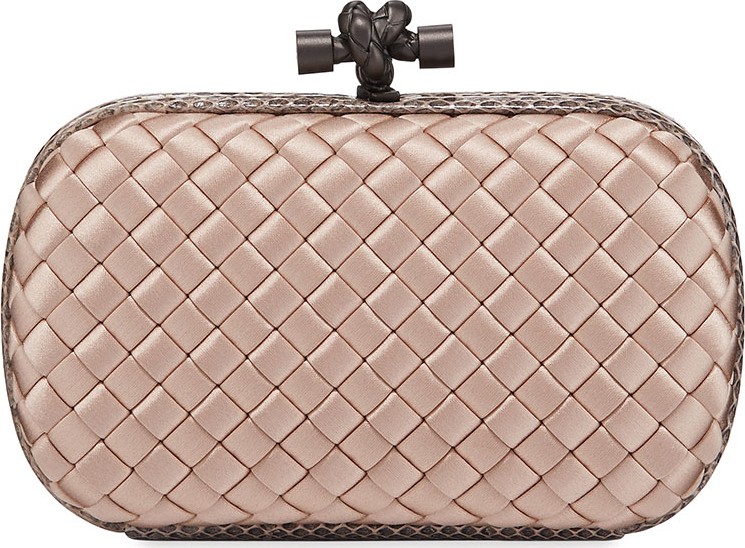 Bottega Veneta Woven Satin Knot Minaudiere, Electric Royal