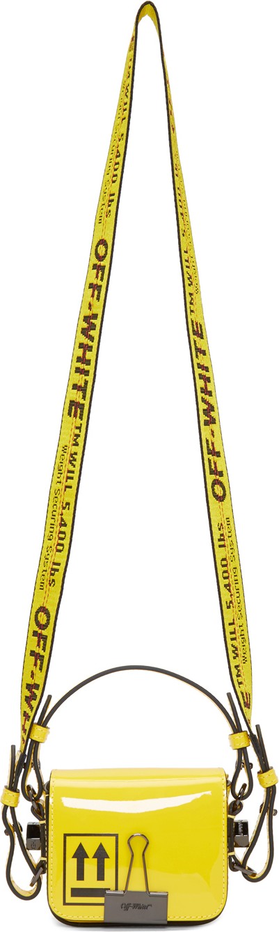 Off White Yellow Patent Baby Binder Clip Bag