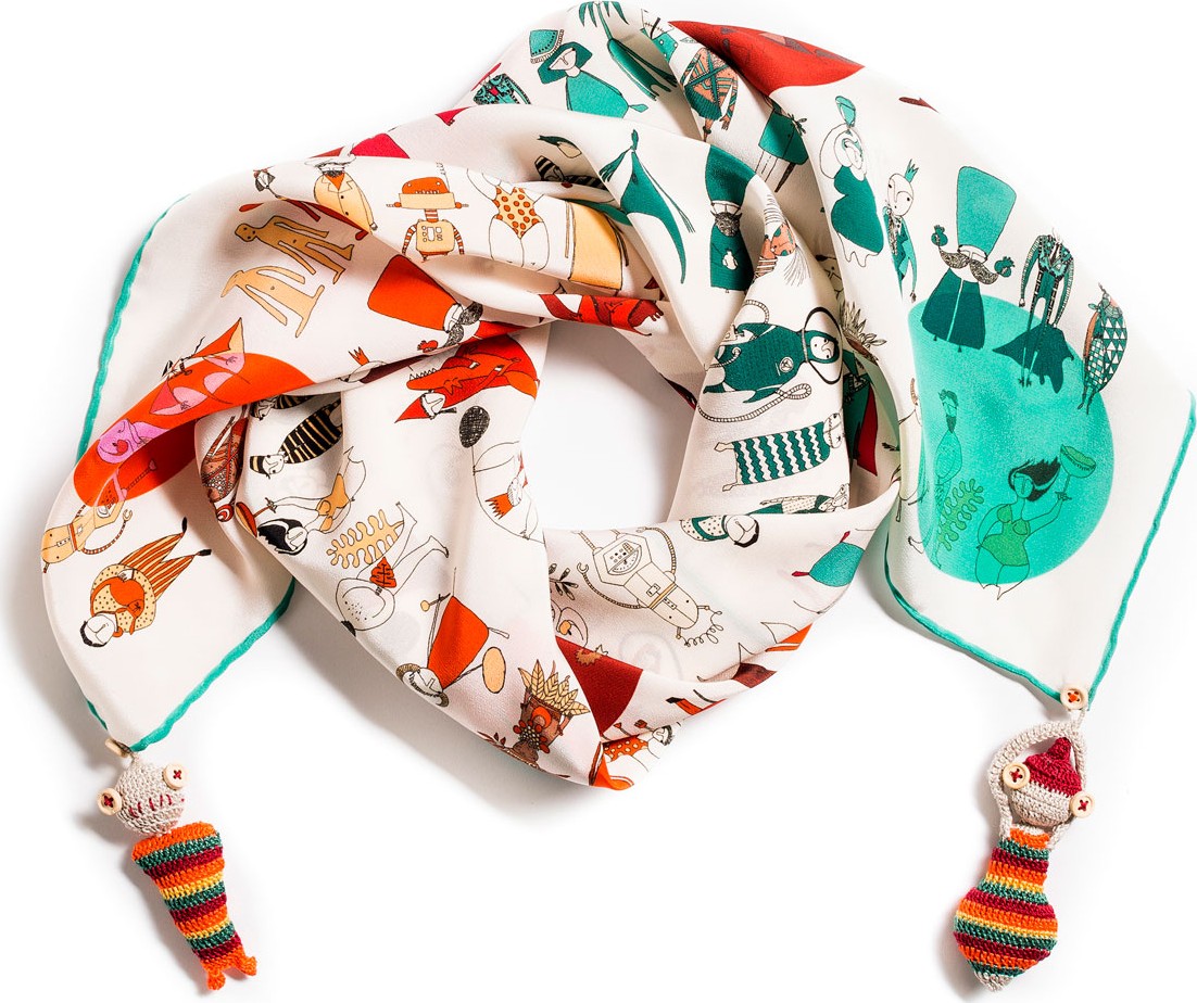 rumisu Mad Masquerade Printed Silk Scarf