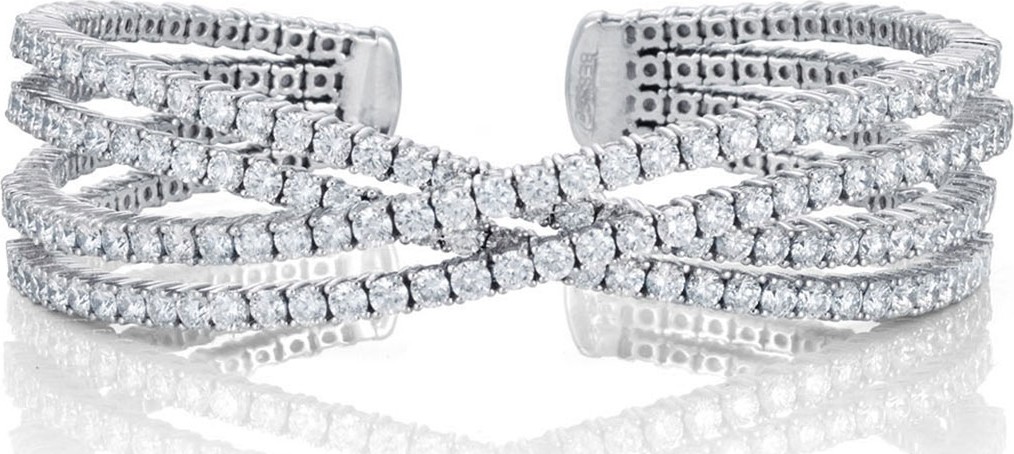 Bessa Crossover Diamond Cuff Bracelet in 18K Gold
