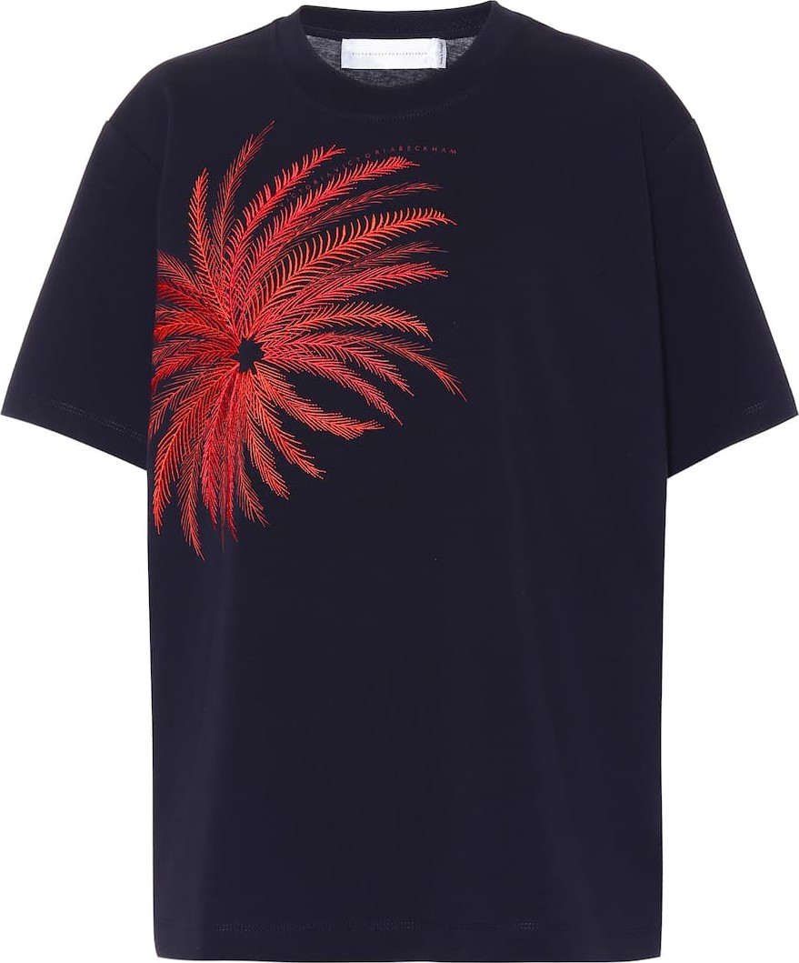 VICTORIA, VICTORIA BECKHAM Embroidered cotton T-shirt