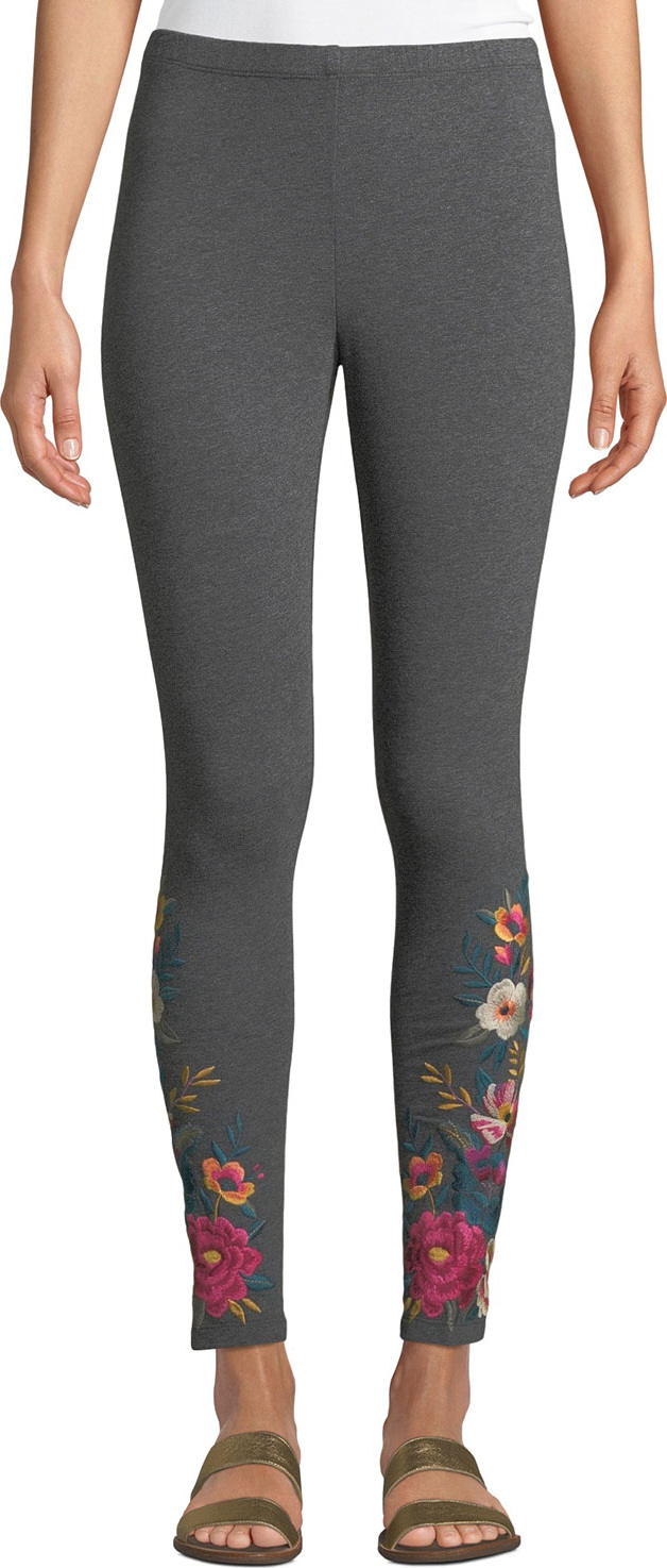 Johnny Was Katina Leggings w/ Floral Embroidery