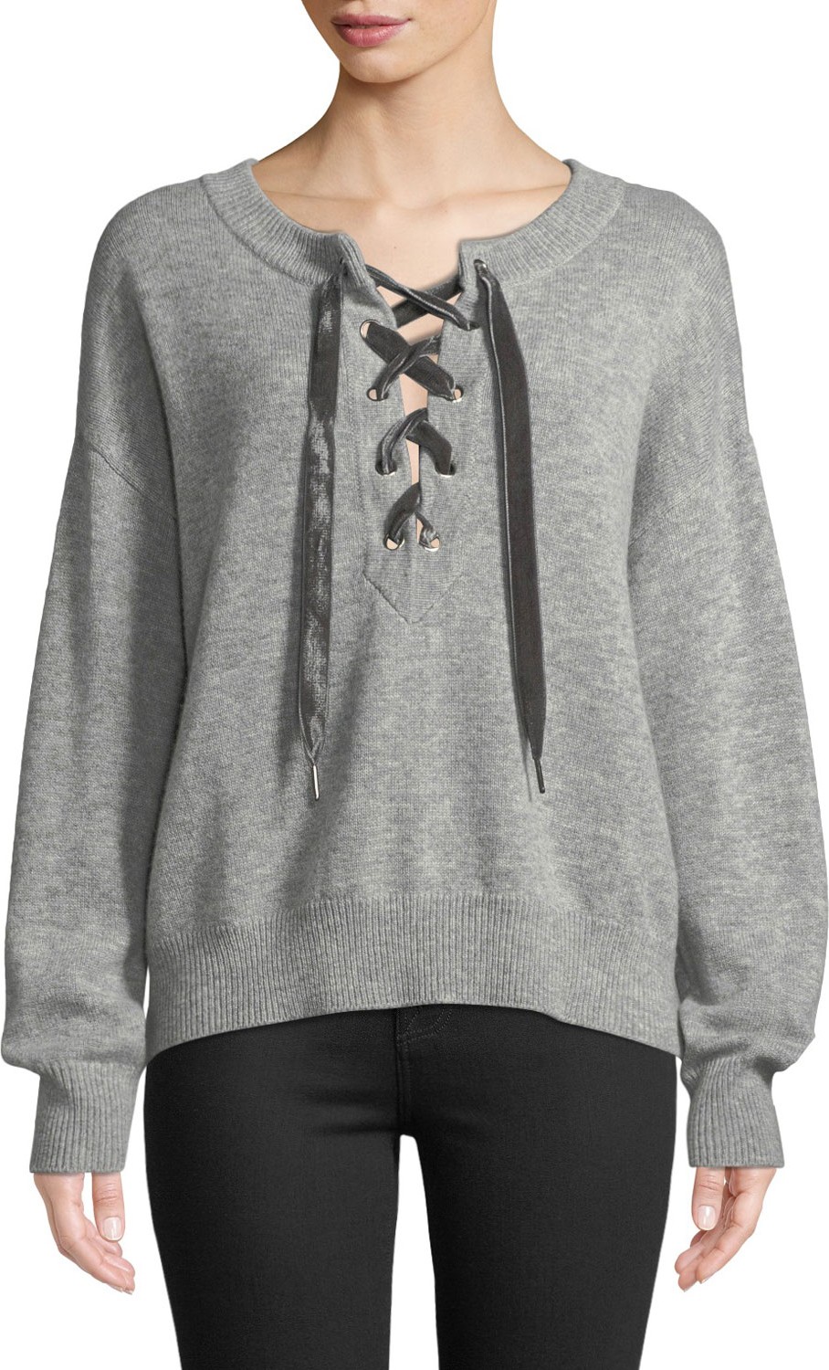 RAILS Olivia Lace-Up Wool-Cashmere Sweater