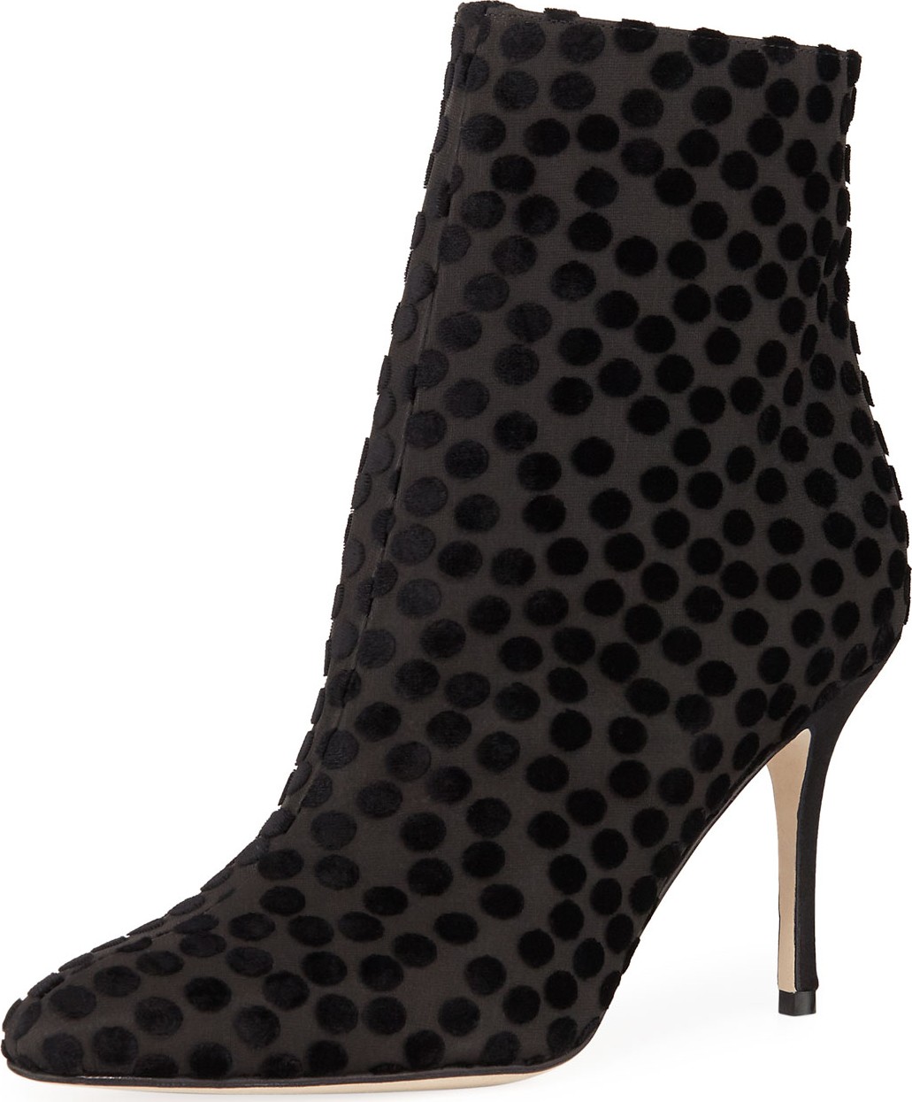 Manolo Blahnik Insopolo Dotted Velvet Zip Booties