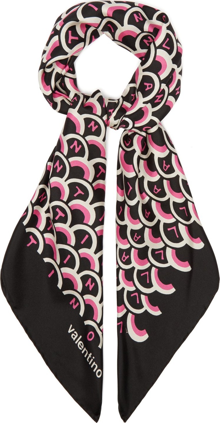 Valentino Scales logo-print silk-twill scarf