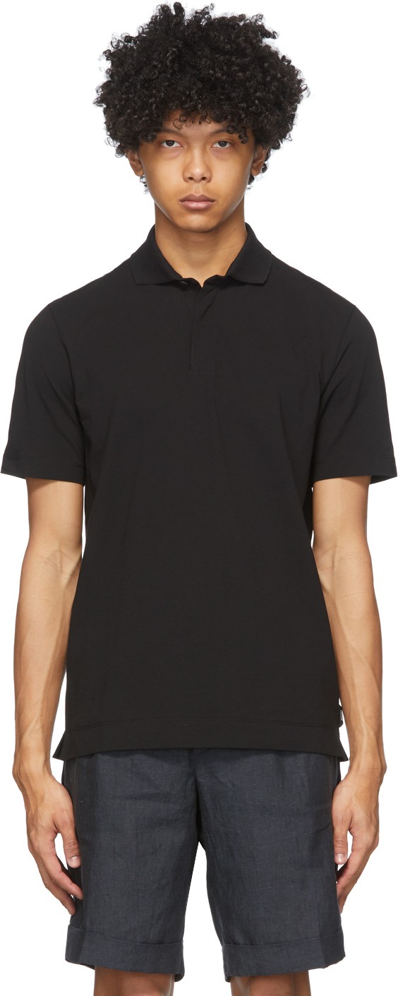 Z Zegna Black Crepe Polo