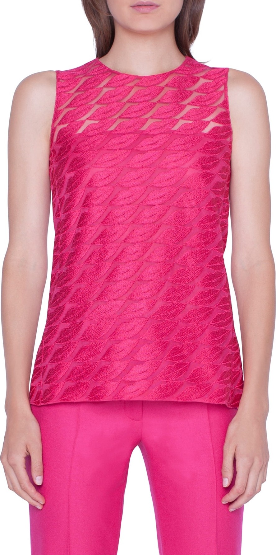 Akris Lip Embroidered Shell