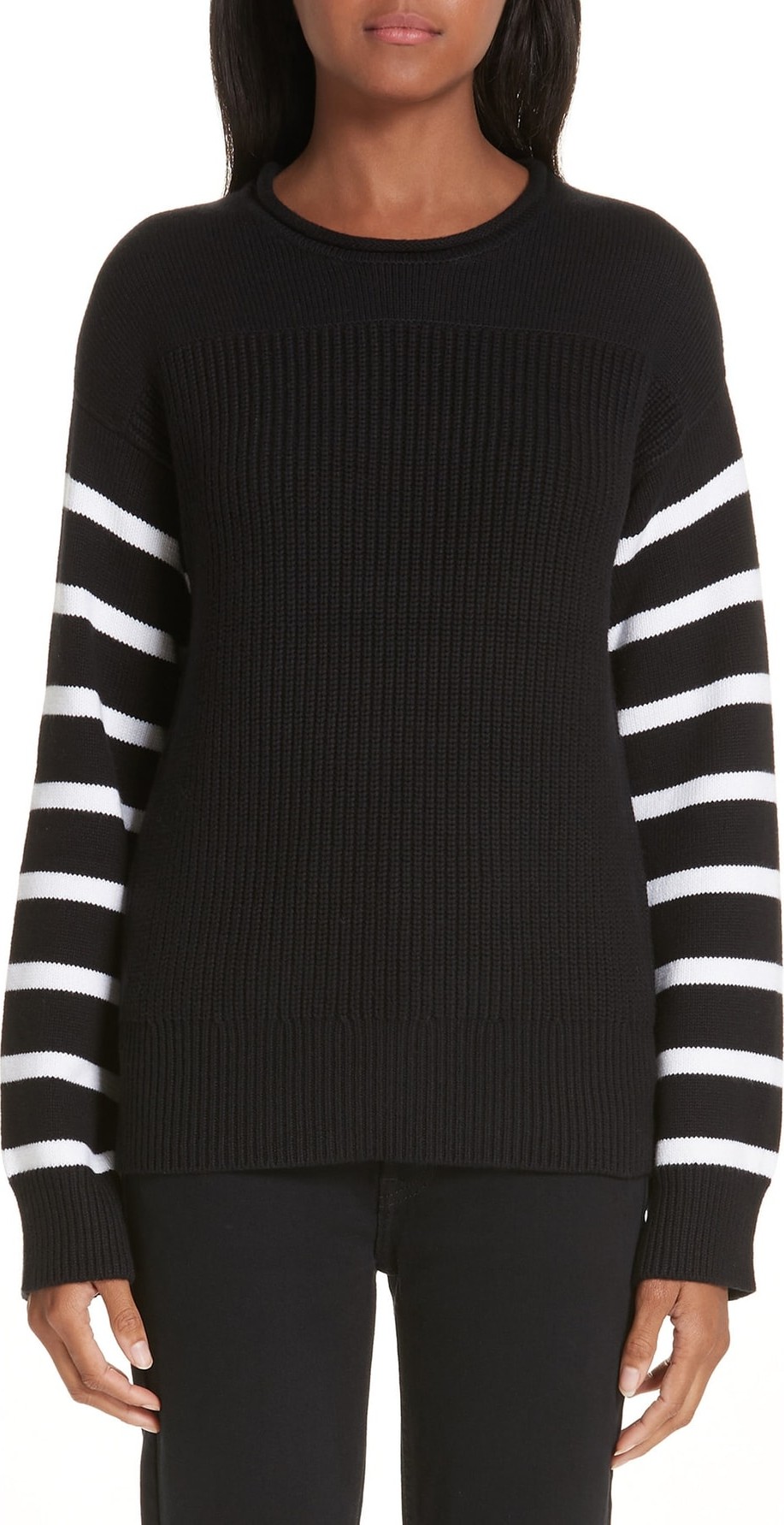 Victor Glemaud Stripe Sleeve Cotton Sweater Victor Glemaud Stripe Sleeve Cotton Sweater