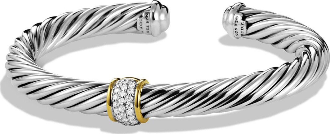David Yurman Cable Classics Bracelet with Diamonds and Gold
