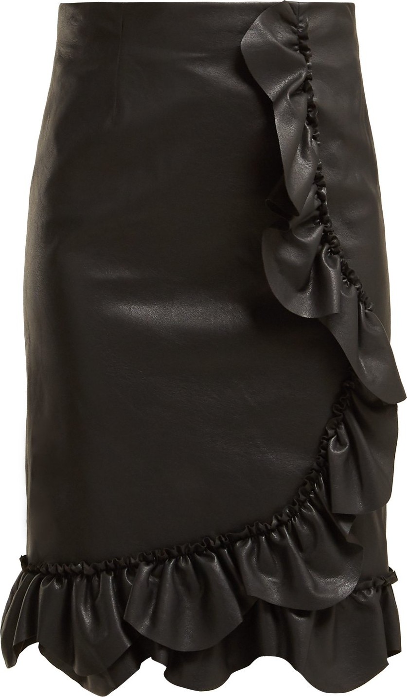 Rebecca Taylor Ruffled faux-leather pencil skirt